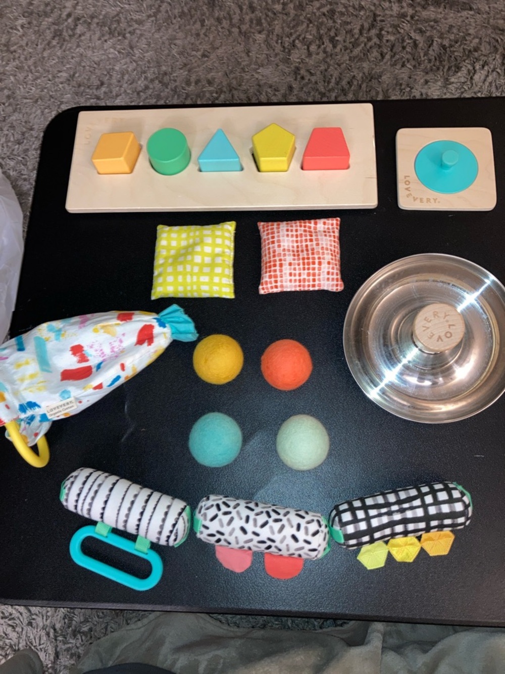 Large Lovevery bundle lot Colorful Shape Sorting & Sensory Toy Set rattle